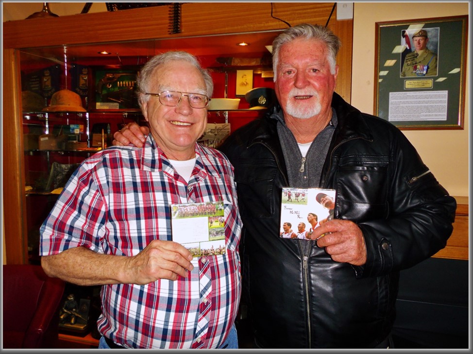 Stan Middleton, last week with John Heaney, the man who started footy in Vietnam back in 1966 - with the single, "Forever We Will Run".