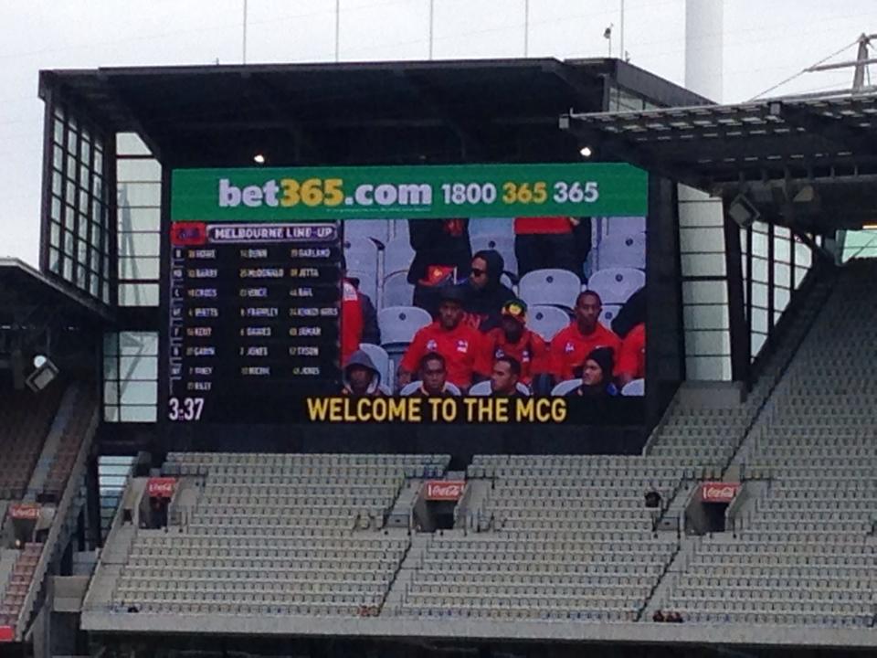 The Indonesian Garudas on the big screen today at the MCG.