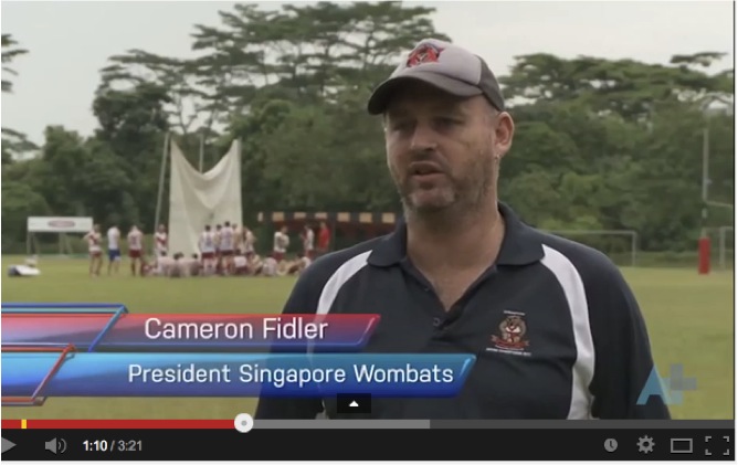 Cam Fidler, Singapore Wombats president on Australia Network last weekend.